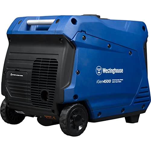 Westinghouse Outdoor Power Equipment 4500 Peak Watt Super Quiet Portable Inverter Generator, Remote Electric Start with Auto Choke, Wheel & Handle Kit, RV Ready, Gas Powered, Parallel Capable