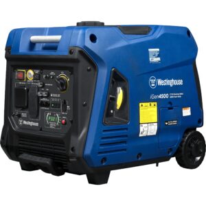 Westinghouse Outdoor Power Equipment 4500 Peak Watt Super Quiet Portable Inverter Generator, Remote Electric Start with Auto Choke, Wheel & Handle Kit, RV Ready, Gas Powered, Parallel Capable