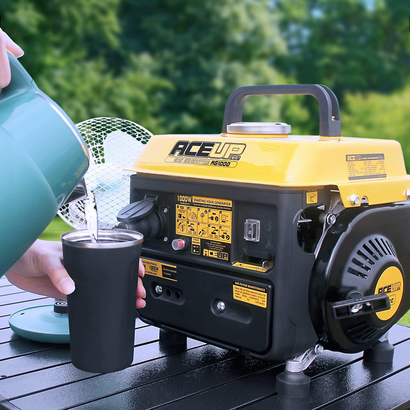 Aceup Energy 1,000W Gas-Powered Generator, Portable Generator Camping Ultralight, EPA & CARB Compliant