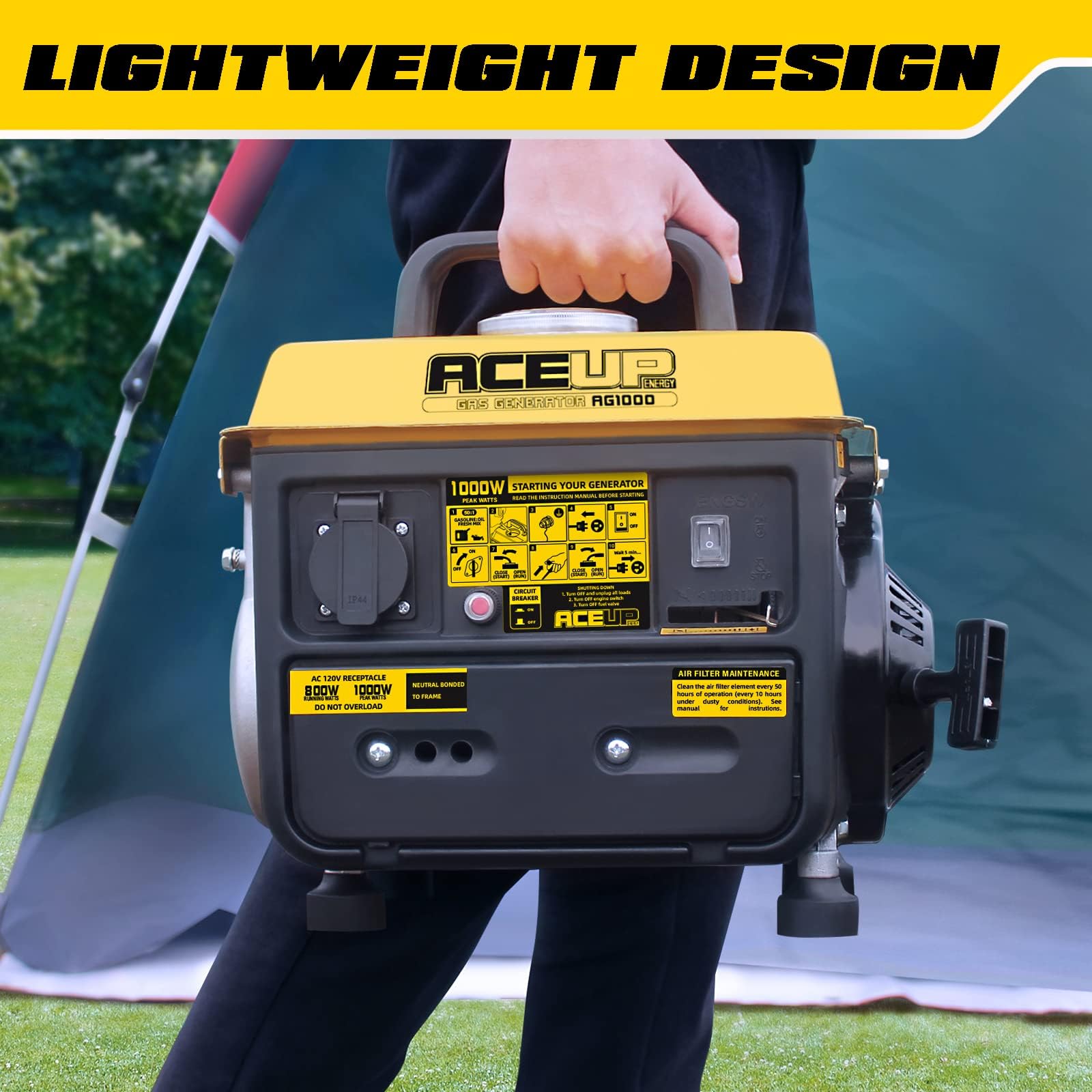 Aceup Energy 1,000W Gas-Powered Generator, Portable Generator Camping Ultralight, EPA & CARB Compliant