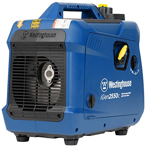 Westinghouse 2550 Peak Watt Super Quiet & Lightweight Portable Inverter Generator, RV Ready 30A Outlet, Gas Powered, CO Sensor, Parallel Capable, Long Run Time,Blue