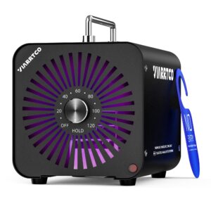 viarrtco ozone machine generator 30000mg/h - 6000+ sq. ft. ozone machine odor removal for home and car with 120min timer all metallic black