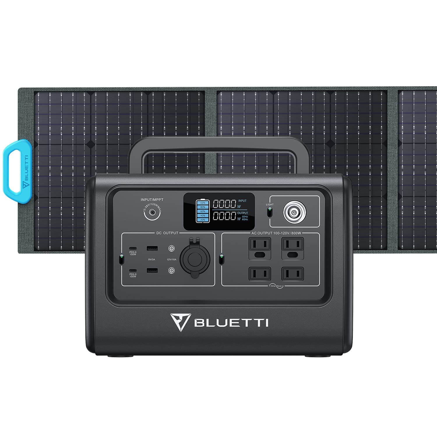 BLUETTI Solar Generator EB70S with PV200 Solar Panel Included, 716Wh Portable Power Station w/ 4 120V/800W AC Outlets, LiFePO4 Battery Pack for Outdoor Camping, Road Trip, Emergency