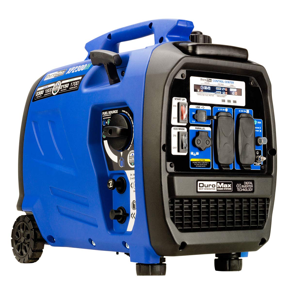 DuroMax XP2300iH 2300-Watt 80cc Dual Fuel Digital Inverter Hybrid Portable Generator, Blue