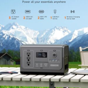 RUNHOOD Solar Generator Rallye 1200 Pro With Carrying Case Bag, 1296Wh Portable Power Station Swappable&Replaceable Batteries, 3X1200W(Peak 2400W) AC oulets for Outdoors Camping/RVs/CPAP/Home