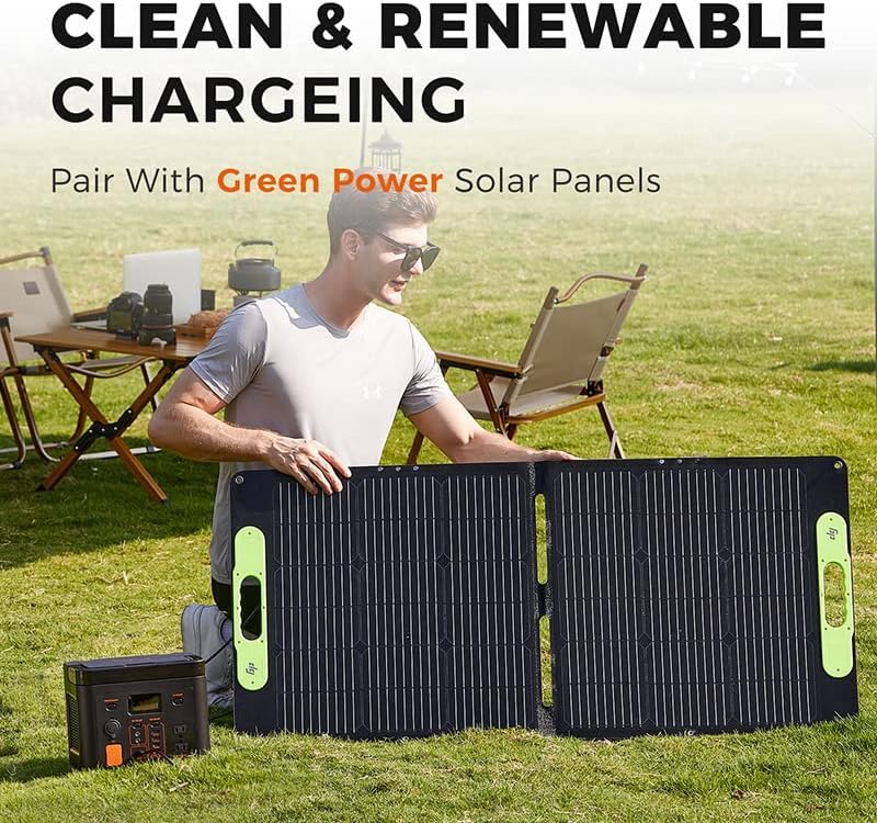 Solar Generator 320W Portable LiFePO4 Power Station 320Wh and Solar Panel 100W with 2 AC Outlet 110V/300W(Peak 480W), Solar Mobile Battery Backup for Outdoors Camping Travel Hunting and Home Emergency