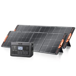 2400w solar generator with 2*200w flexible solar panel, grecell 1843wh portable power station w/ 2400w(4800w peak)4 ac outlets, fast charging emergency power backup battery ups for home outage rv/van