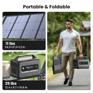 UGREEN Solar Generator PowerRoam 1200 Portable Power Station with 2 x 100W Solar Panels, LiFePO4 Batteries, 1024Wh Capacity, 100W USB-C Output, Suitable for Outdoor Camping, Home Emergency, RVs