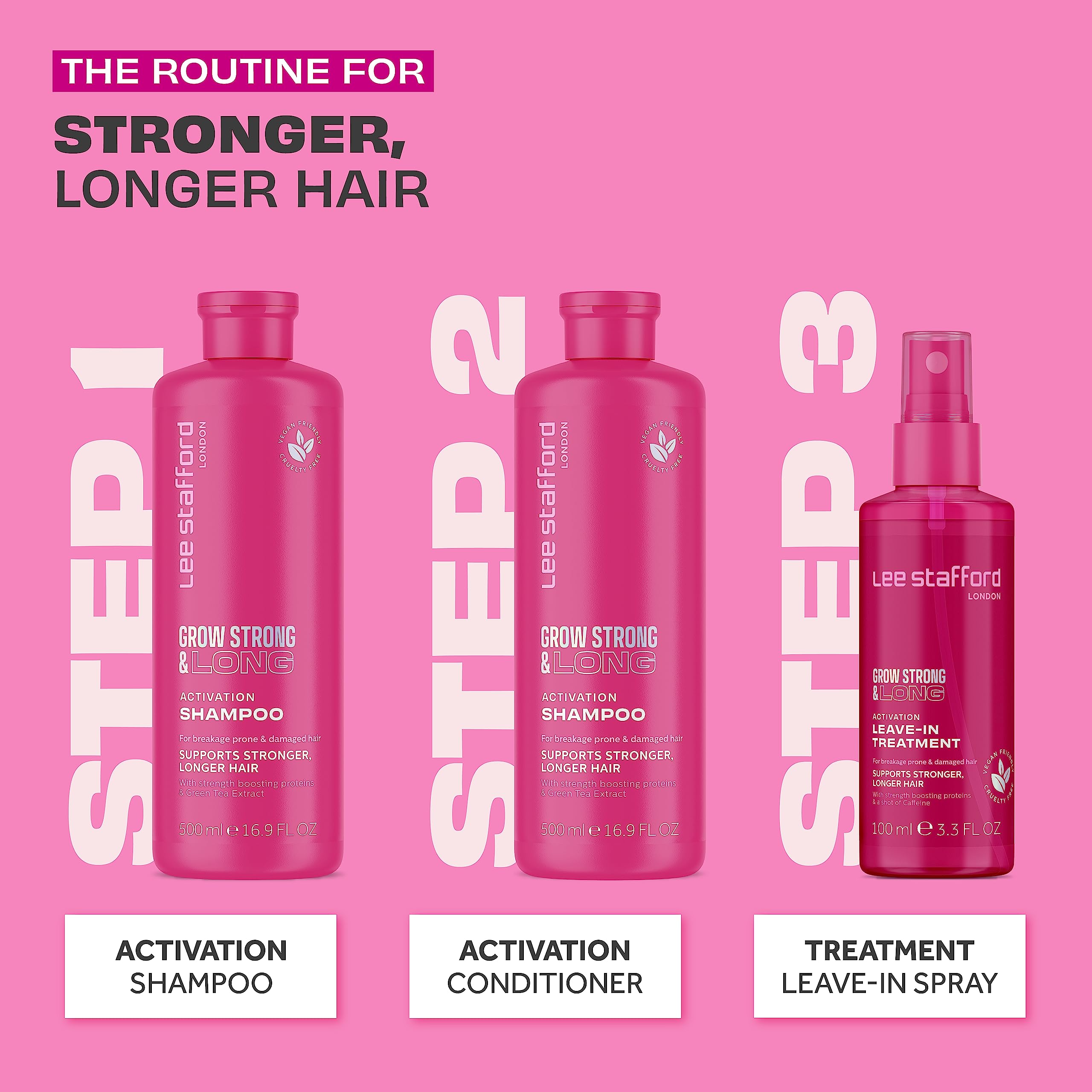 Lee Stafford Grow Strong & Long Hair Regrowth Volume Shampoo for Women & Men | Hair Lengthening Products Anti Hair Loss & Thinning | 500 ML | Sulphate Free For Damaged and Breakage prone Hairs