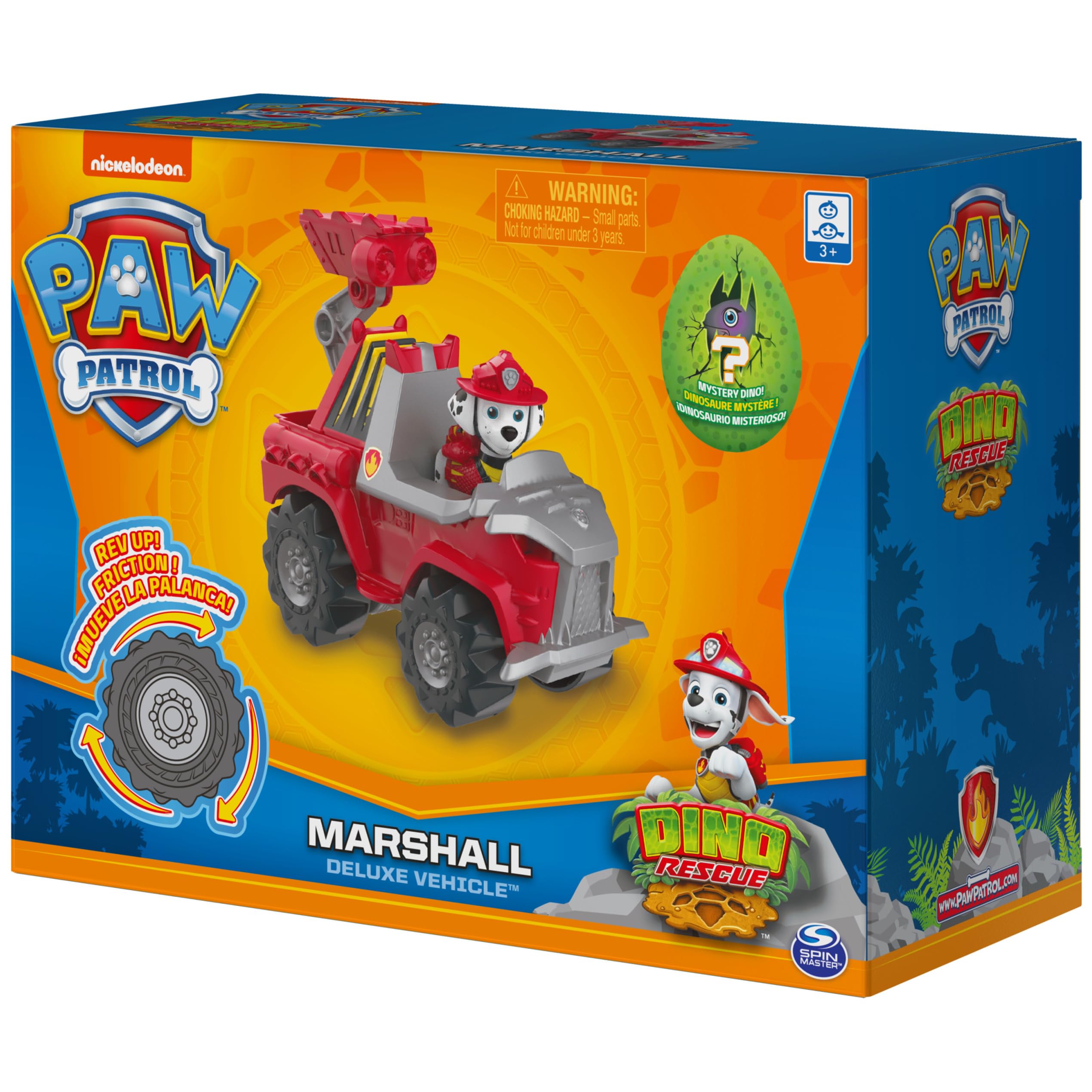 PAW Patrol, Dino Rescue Marshall’s Deluxe Rev Up Vehicle with Mystery Dinosaur Figure