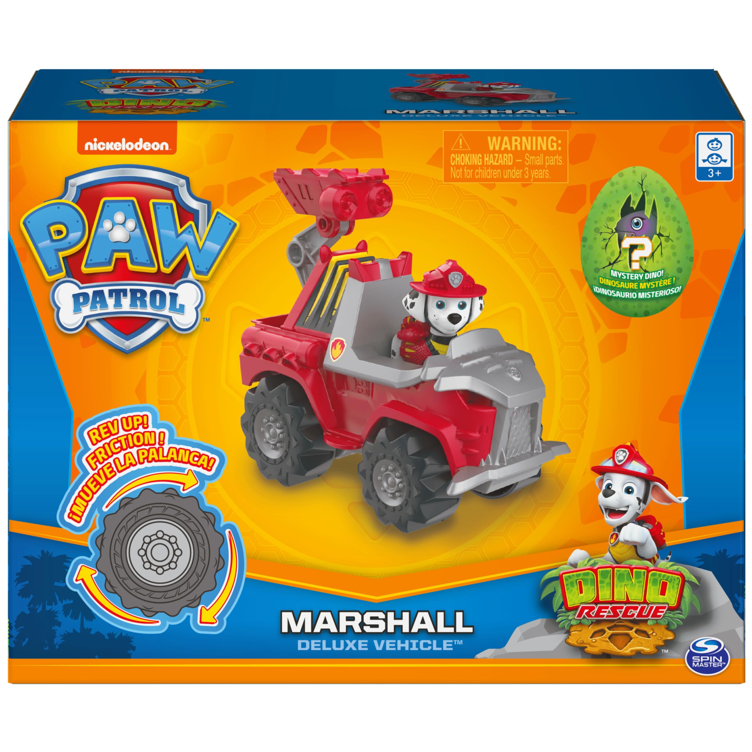 PAW Patrol, Dino Rescue Marshall’s Deluxe Rev Up Vehicle with Mystery Dinosaur Figure