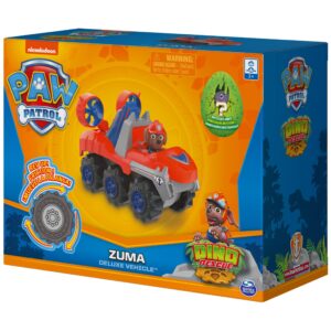 PAW Patrol, Dino Rescue Zuma’s Deluxe Rev Up Vehicle with Mystery Dinosaur Figure, Preschool Toys for Boys & Girls Ages 3 and Up