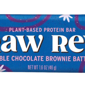 Raw Rev Vegan High-Protein Bars, Double Chocolate Brownie Batter, 10g Plant Protein, 12g Fiber, Non-GMO, 1.6 Oz, 12 Count (Pack of 1)