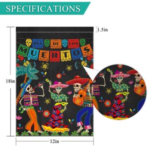 Allenjoy Day of the Dead Garden Flag for Outside Vertical Mexican Fiesta Dia DE Los Muertos Banner House Lawn Banners Yard Porch Sign Patio Outdoor Decorations 12x18" Double Sided Washable Polyester