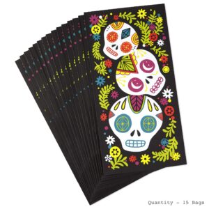 Hallmark Day of the Dead Party Favor and Wrapped Treat Bags (15 Ct.) for Halloween, Día de los Muertos, Class Parties, Care Packages and More