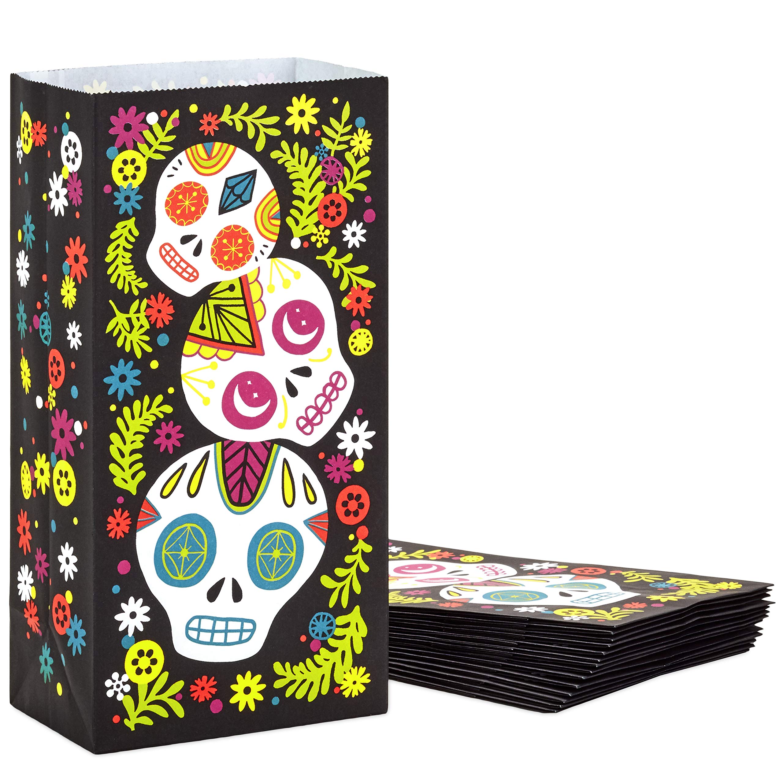 Hallmark Day of the Dead Party Favor and Wrapped Treat Bags (15 Ct.) for Halloween, Día de los Muertos, Class Parties, Care Packages and More