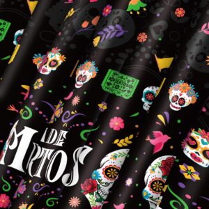 Erweicet Day of The Dead Tablecloth 3pcs Dia de Muertos Tablecloth Mexican Day of The Dead Decorations Sugar Skull Decor Dia De Los Muertos Party Table Decorations