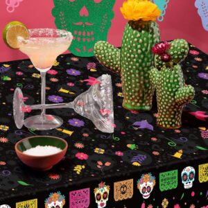 Erweicet Day of The Dead Tablecloth 3pcs Dia de Muertos Tablecloth Mexican Day of The Dead Decorations Sugar Skull Decor Dia De Los Muertos Party Table Decorations