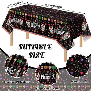 Erweicet Day of The Dead Tablecloth 3pcs Dia de Muertos Tablecloth Mexican Day of The Dead Decorations Sugar Skull Decor Dia De Los Muertos Party Table Decorations