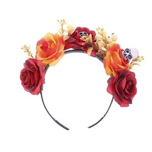 Halloween Headbands Day of The Dead Headband Floral Crown Headband Halloween Face Jewels Tattoo Stickers for Halloween Party Supplies