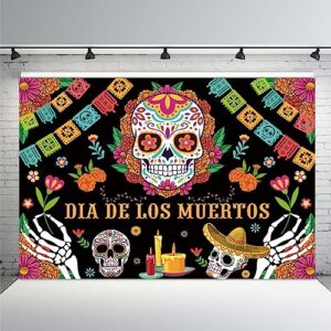 MEHOFOND 7x5ft Day of The Dead Backdrop for Mexican Fiesta Dia DE Los Muertos Birthday Party Decorations Banner Sugar Skull Flower Mexican Fiesta Theme Photography Background Photo Booth Props