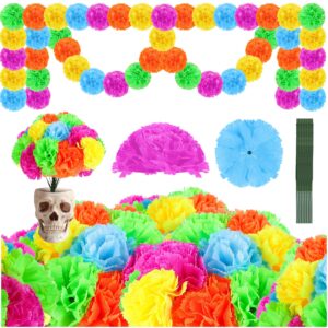 50pcs artificial marigold flowers heads silk colors flower for dia de los muertos day of the dead diwali home decor indian theme weddings diy wreath garland decoration