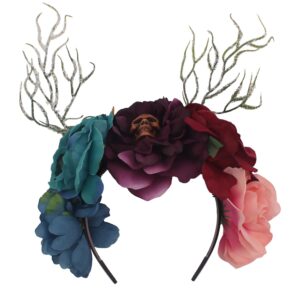 supoo flower headbands for women halloween flower crown ghost flower hair accessories boho flower girl headpiece day of the dead floral crown for renaissance fair maternity wedding masquerade