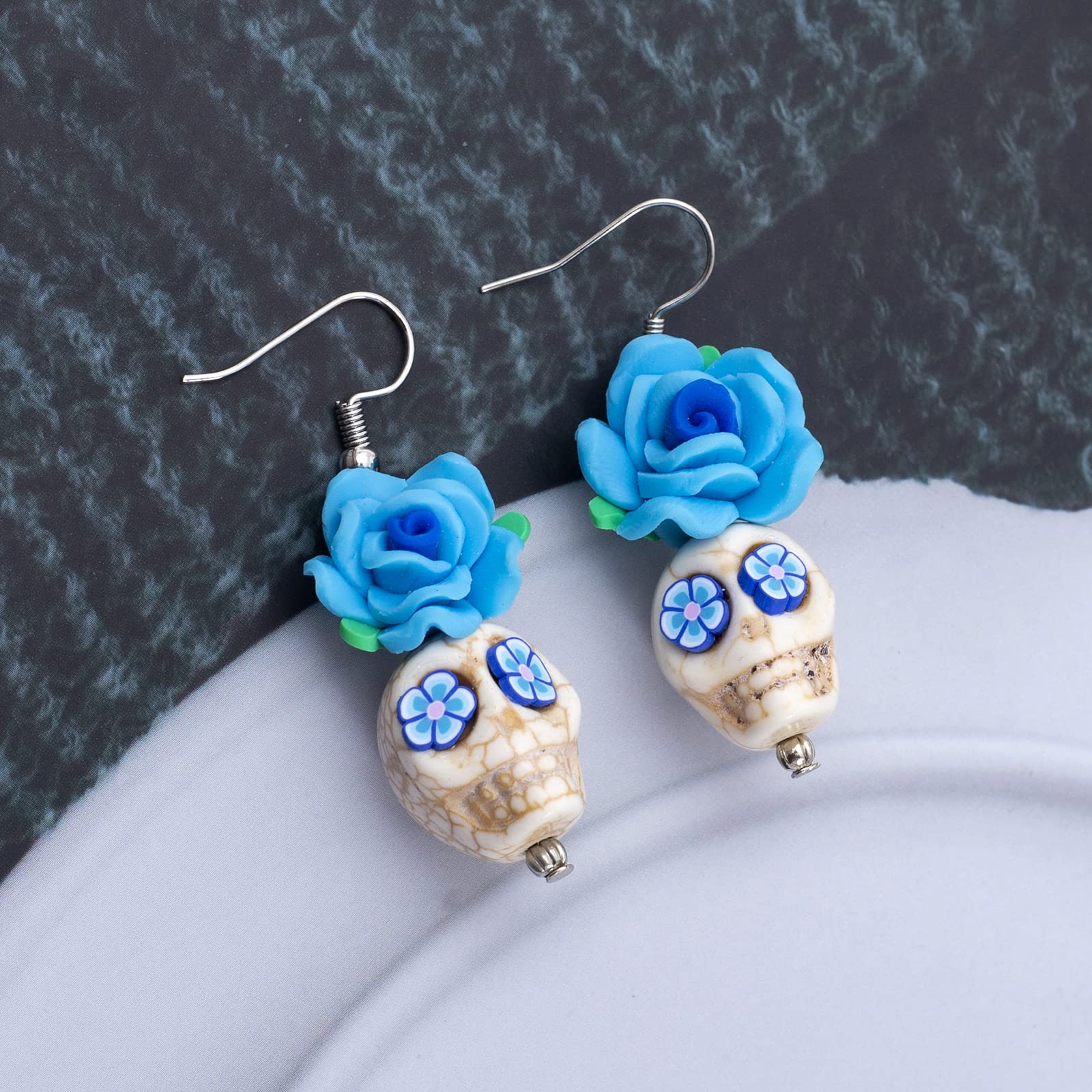 ZKBKJSPZJB Skulls Tassels Dangle Earrings,gothic Skull, Skull Drop Earrings,day of The Dead Jewelry Halloween earrings/funky spooky quirky earrings/Nickel Free