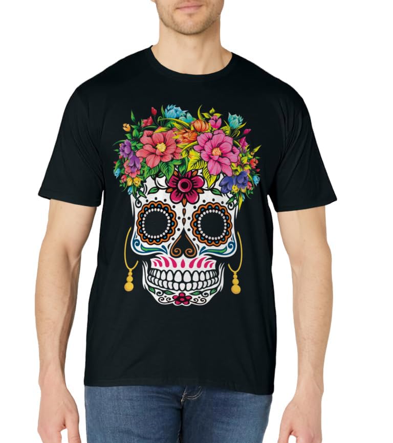 Sugar Skull Day Of The Dead Dia De Los Muertos Halloween T-Shirt