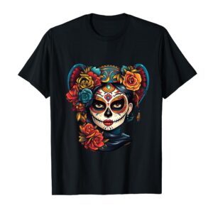 De Los Muertos La Catrina Day of the Dead Sugar Skull Women T-Shirt