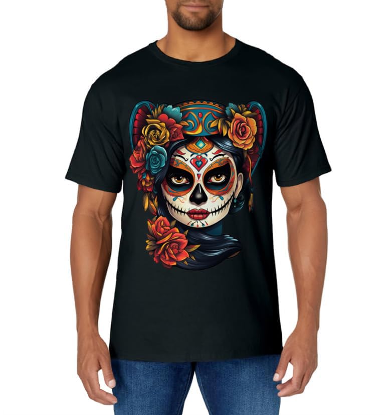 De Los Muertos La Catrina Day of the Dead Sugar Skull Women T-Shirt