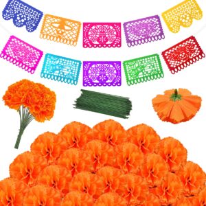 Funnlot Day Of The Dead Decorations Mexican Party Banners Marigold Flowers Ofrendas Dia De Los Muertos Day of The Dead Altar Decorations for Mexican Themed Party Decorations