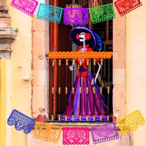 Funnlot Day Of The Dead Decorations Mexican Party Banners Marigold Flowers Ofrendas Dia De Los Muertos Day of The Dead Altar Decorations for Mexican Themed Party Decorations