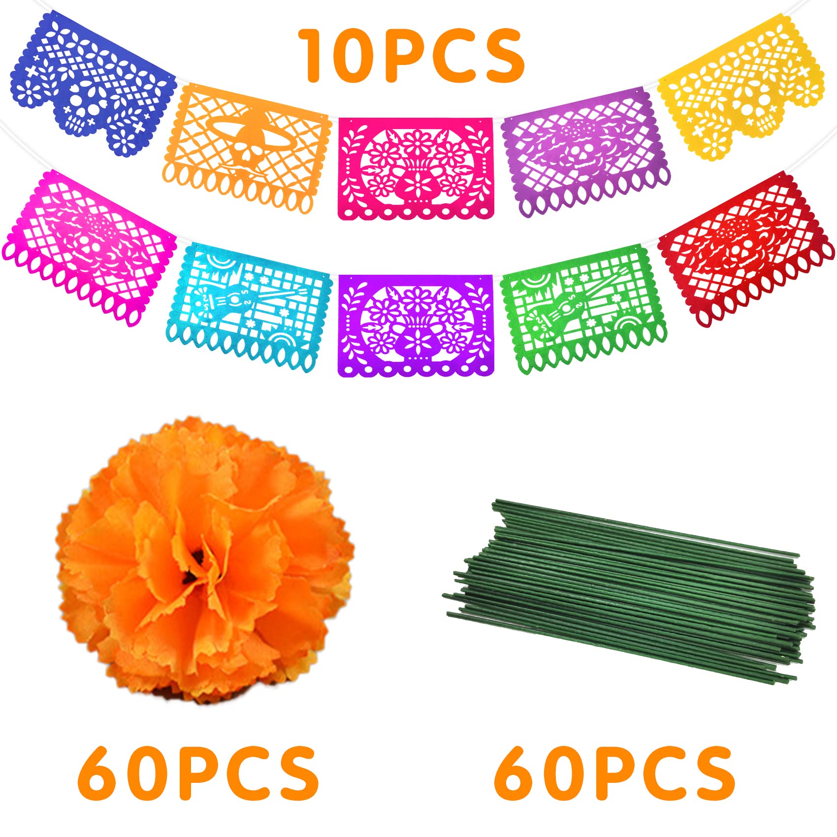 Funnlot Day Of The Dead Decorations Mexican Party Banners Marigold Flowers Ofrendas Dia De Los Muertos Day of The Dead Altar Decorations for Mexican Themed Party Decorations