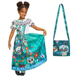 IKALI Girls Princess Costume Day of the Dead Skeleton Halloween Fancy Dress, Kids Toddlers Pretend Play Dress-Up Outfit Role Play Set