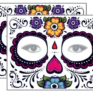 Floral Day of the Dead Sugar Skull Temporary Face Tattoo Kit