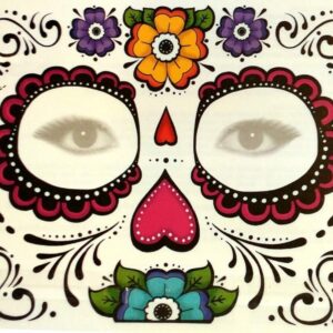 Floral Day of the Dead Sugar Skull Temporary Face Tattoo Kit