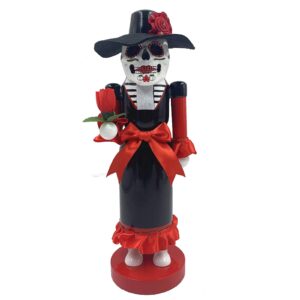 santa's workshop 14" lady day of the dead nutcracker, red