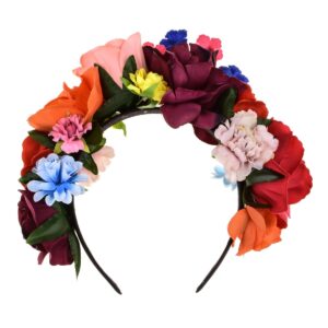 DreamLily Frida Kahlo Mexican Flower Crown Floral Headband Party Costume Day of the dead Headpiece NC12 (Mexican Crown)