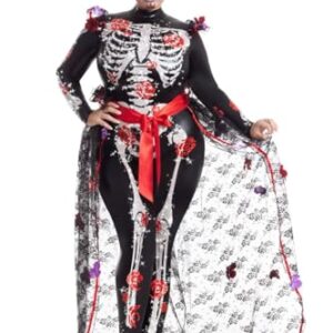 Party King Women's Plus Size Rosas Day of The Dead Costume, Black, 1X