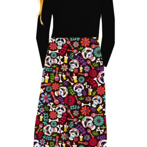 Girl's Halloween Dresses Sugar Skull Day of The Dead Skeleton Cosplay Maxi Dress 11-12 Years