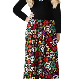 Girl's Halloween Dresses Sugar Skull Day of The Dead Skeleton Cosplay Maxi Dress 11-12 Years