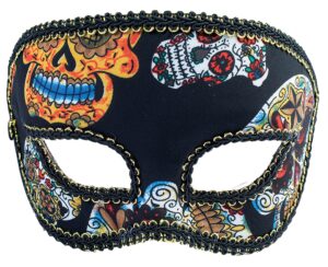 forum novelties men's mask-day of dead-half-male, black, standard