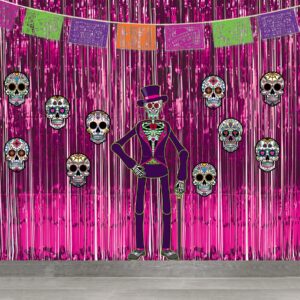 Beistle Jointed Day of The Dead Decorations Poseable Male Skeleton Cut Out for Dia De Los Muertos Party Supplies, Celebrating with You Since 1900, 4', Multicolor