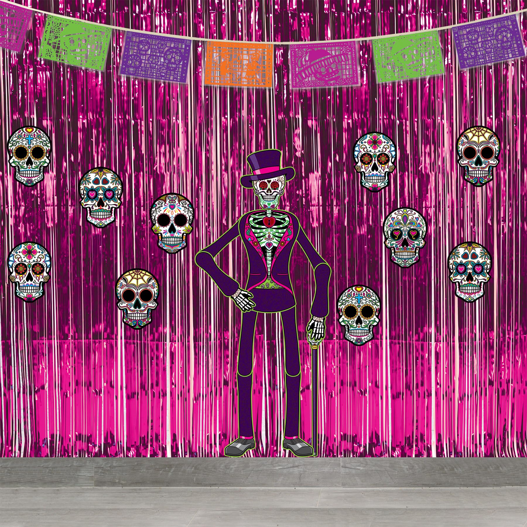 Beistle Jointed Day of The Dead Decorations Poseable Male Skeleton Cut Out for Dia De Los Muertos Party Supplies, Celebrating with You Since 1900, 4', Multicolor