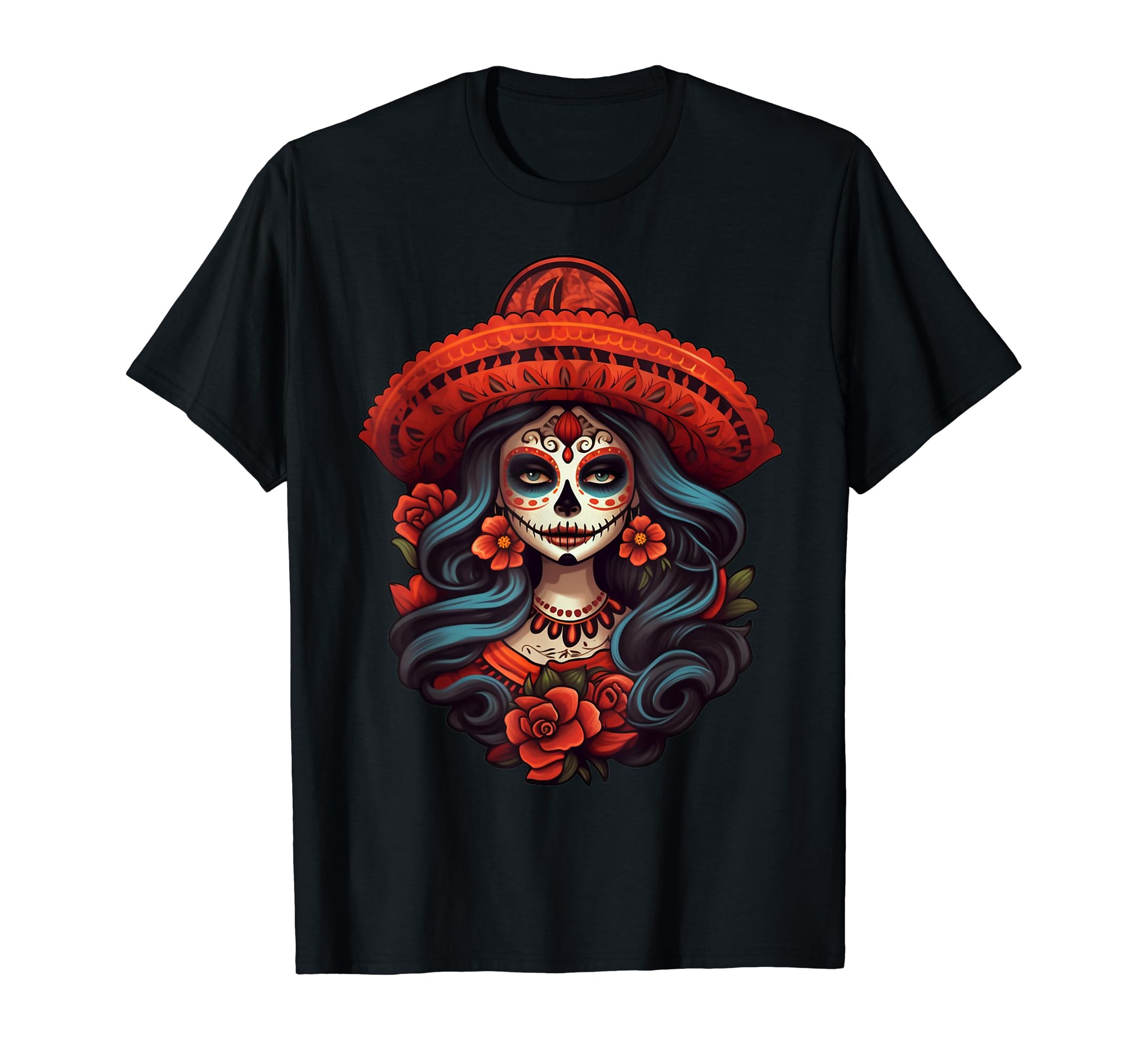 De Los Muertos La Catrina Day of the Dead Sugar Skull Women T-Shirt