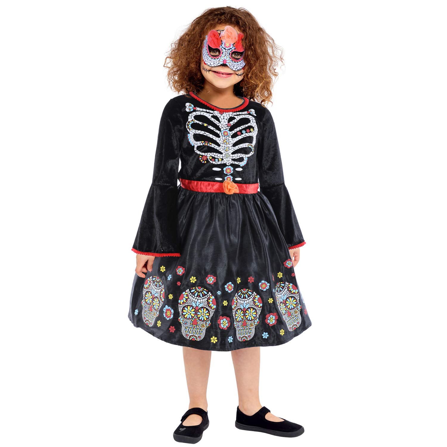 Lingway Toys Day of the Dead Costume for Girls,Great for Dia de los Muertos 7-8years