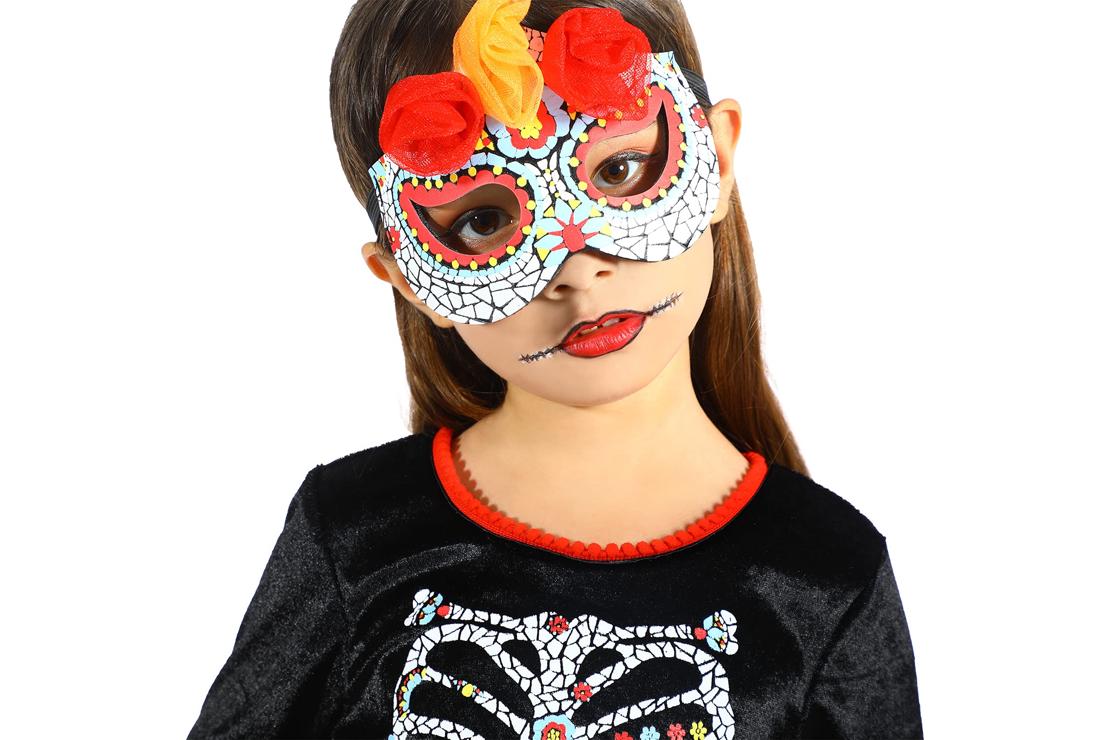 Lingway Toys Day of the Dead Costume for Girls,Great for Dia de los Muertos 7-8years