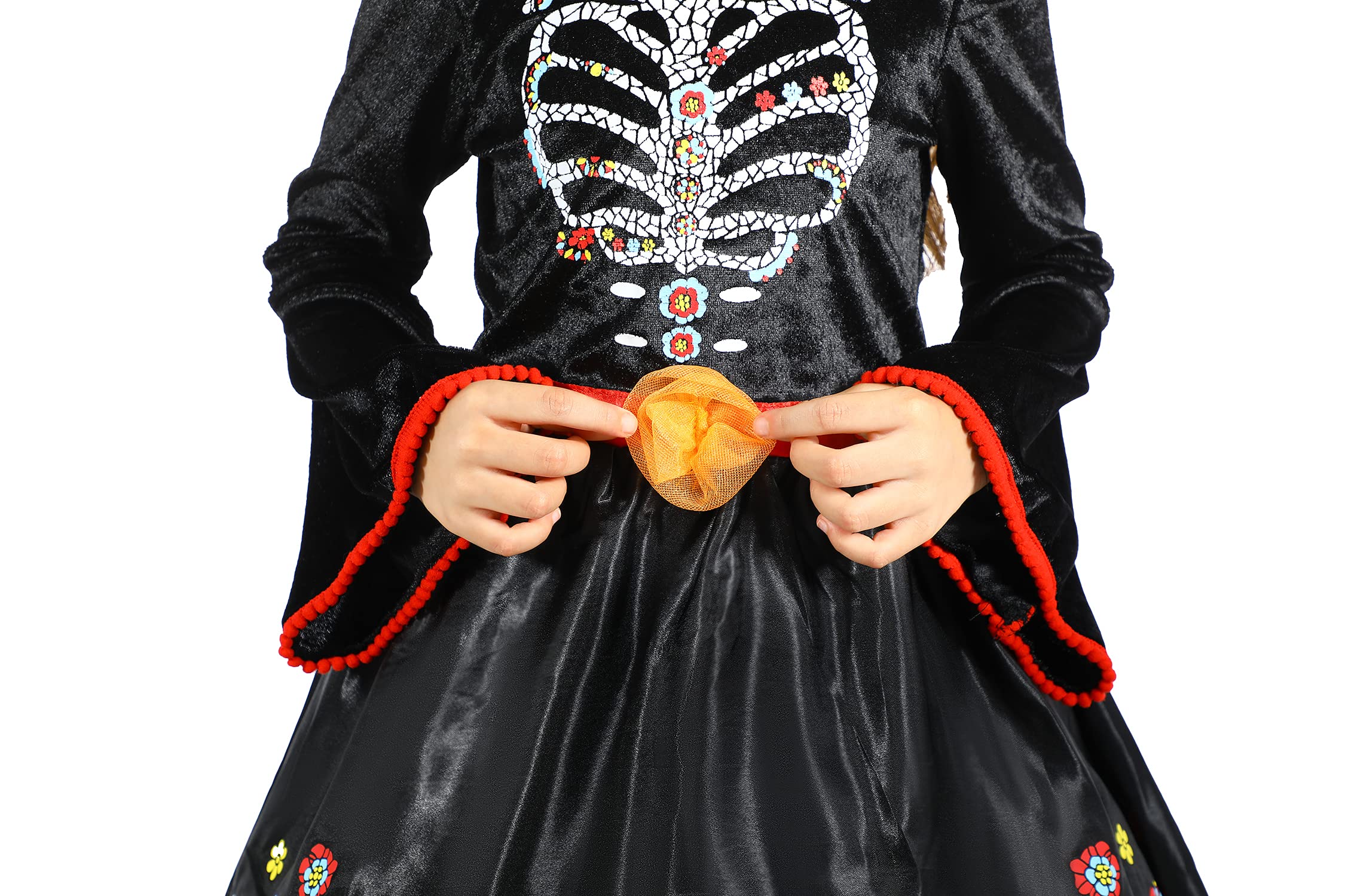 Lingway Toys Day of the Dead Costume for Girls,Great for Dia de los Muertos 7-8years