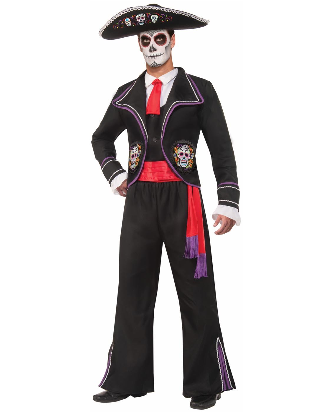 Forum Novelties Men's Day Of Dead Mariachi Macabre Costume, Black, Standard